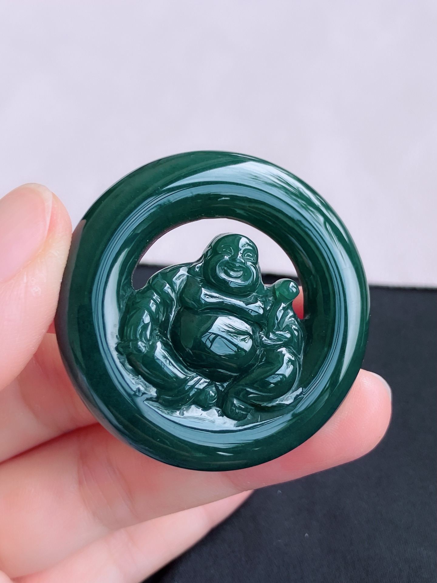 ️冰蓝水佛牌，晶莹剔透，尺寸43.3/7.3/自然光实拍