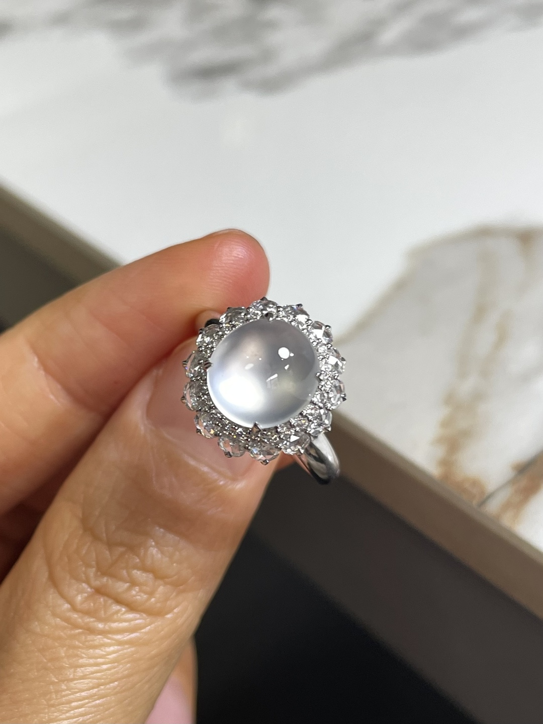 ️玻璃种蛋面戒指 裸石：9.5*9*5mm 整体：14.5*14*11.5mm