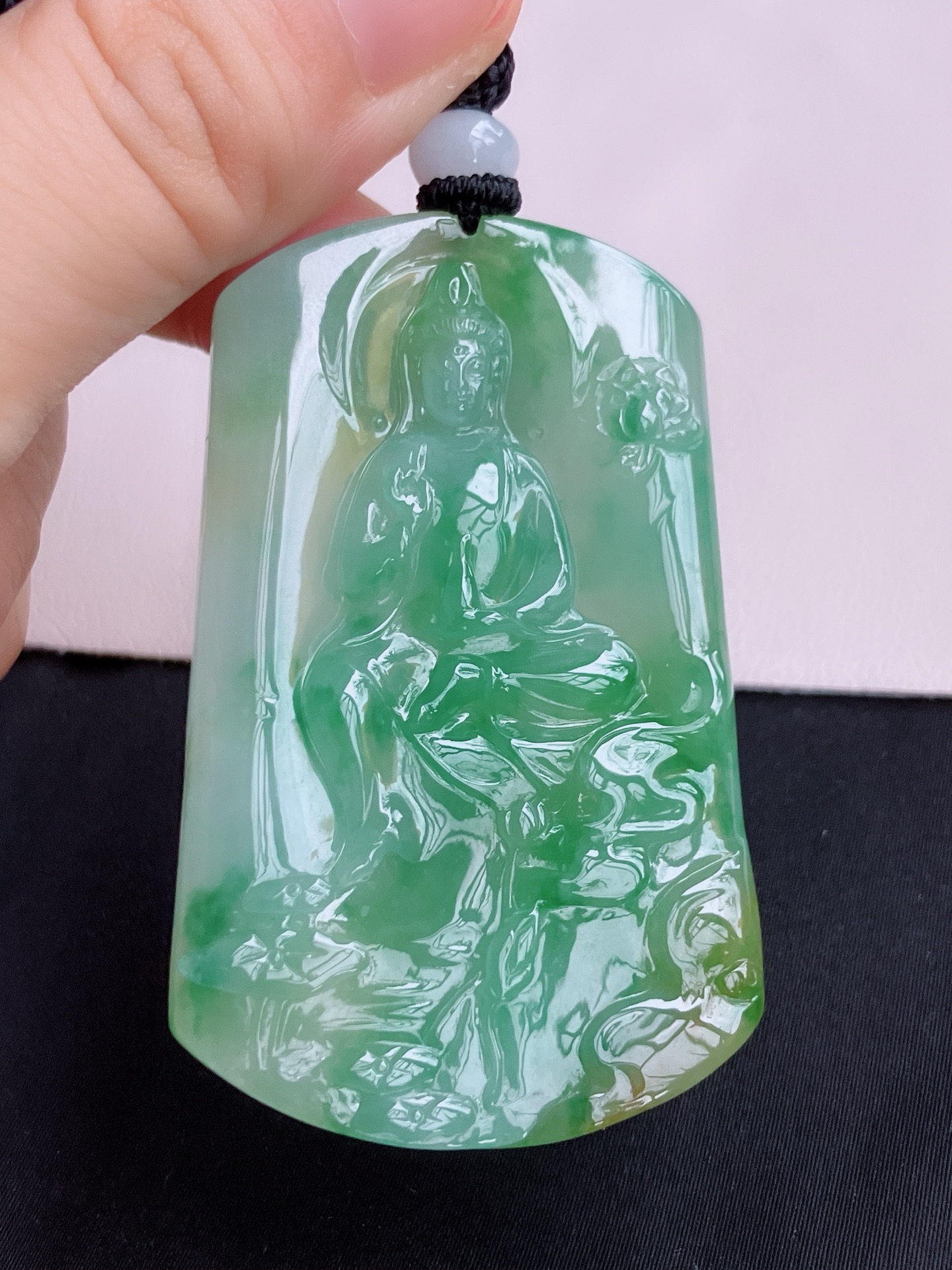 ️三彩观音，晶莹剔透，尺寸60.8/38.6/7/自然光实拍