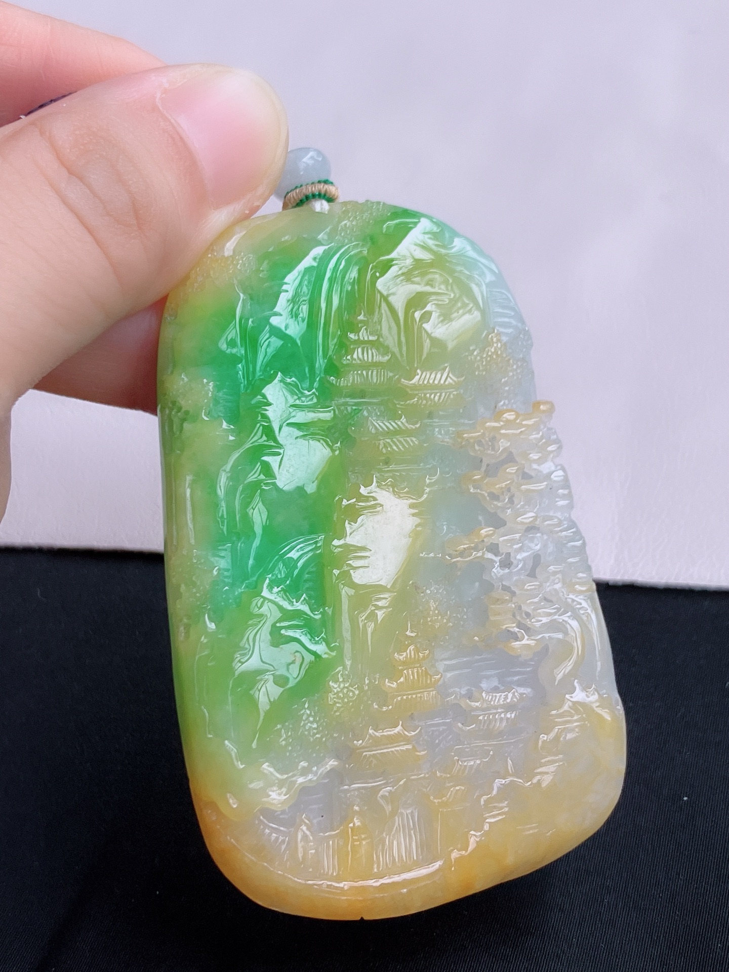 三彩大山水牌，意境美，尺寸73/44.8/9/自然光实拍
