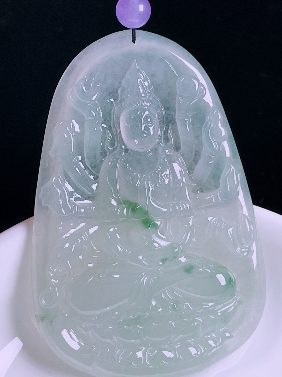 ️冰种千手观音，老种起光，细底通透，尺寸：66/44.5/5.8mm0526