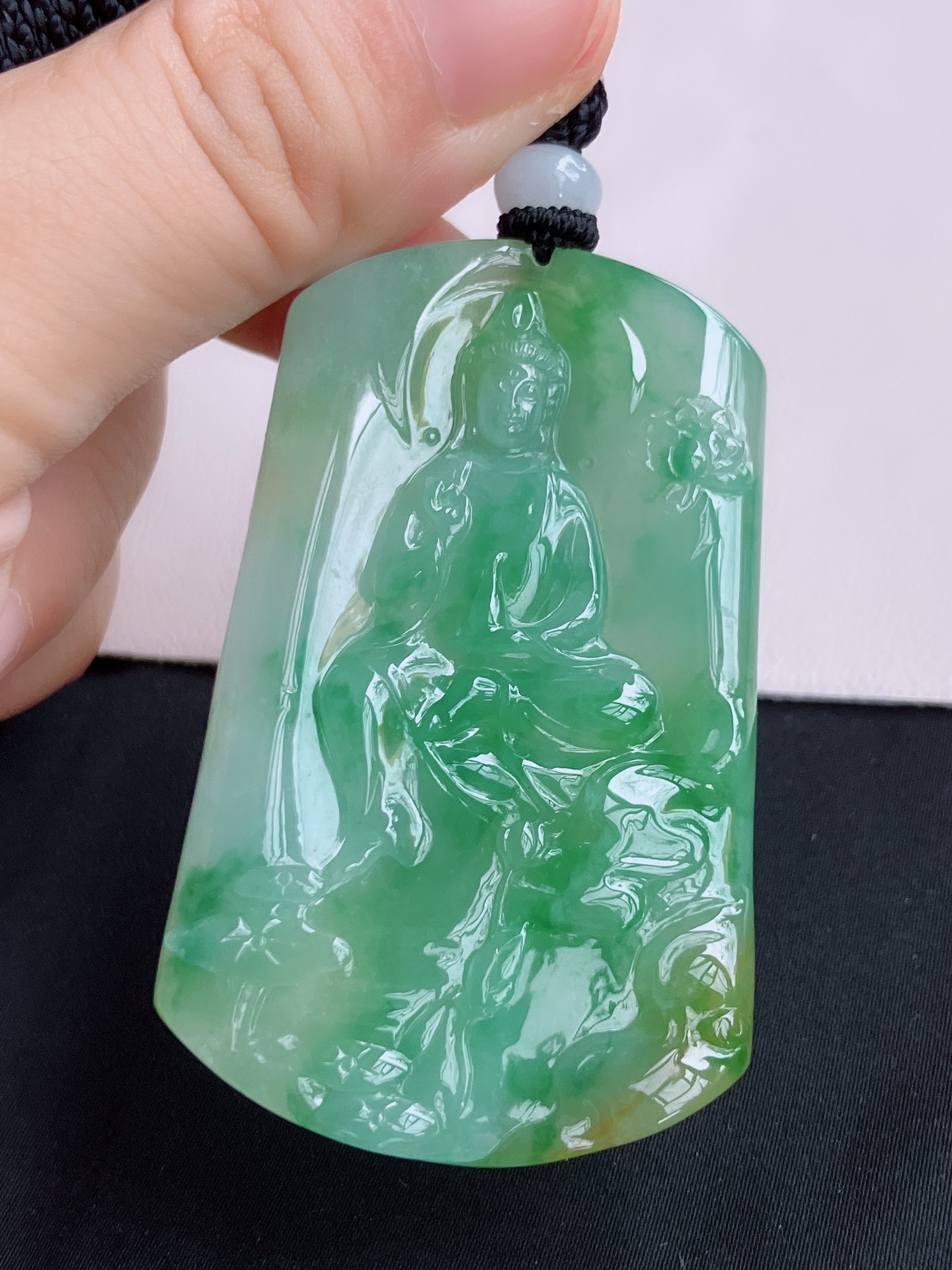 ️三彩观音，晶莹剔透，尺寸60.8/38.6/7/自然光实拍