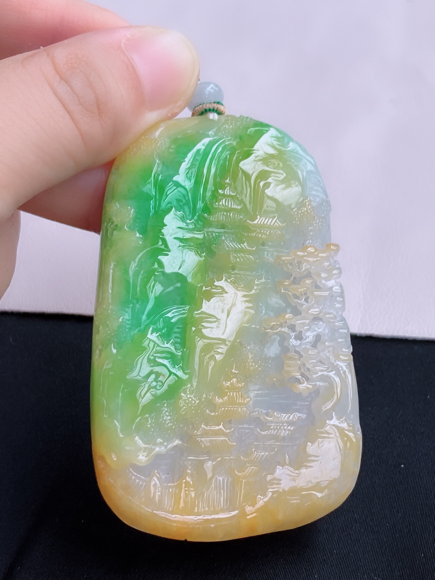 三彩大山水牌，意境美，尺寸73/44.8/9/自然光实拍