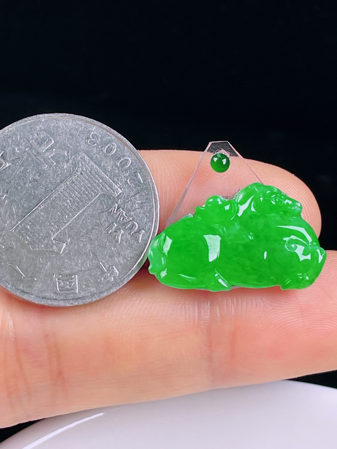 ️冰绿唐马，老种起光，细底通透，尺寸：14.3/23/3.6mm0526
