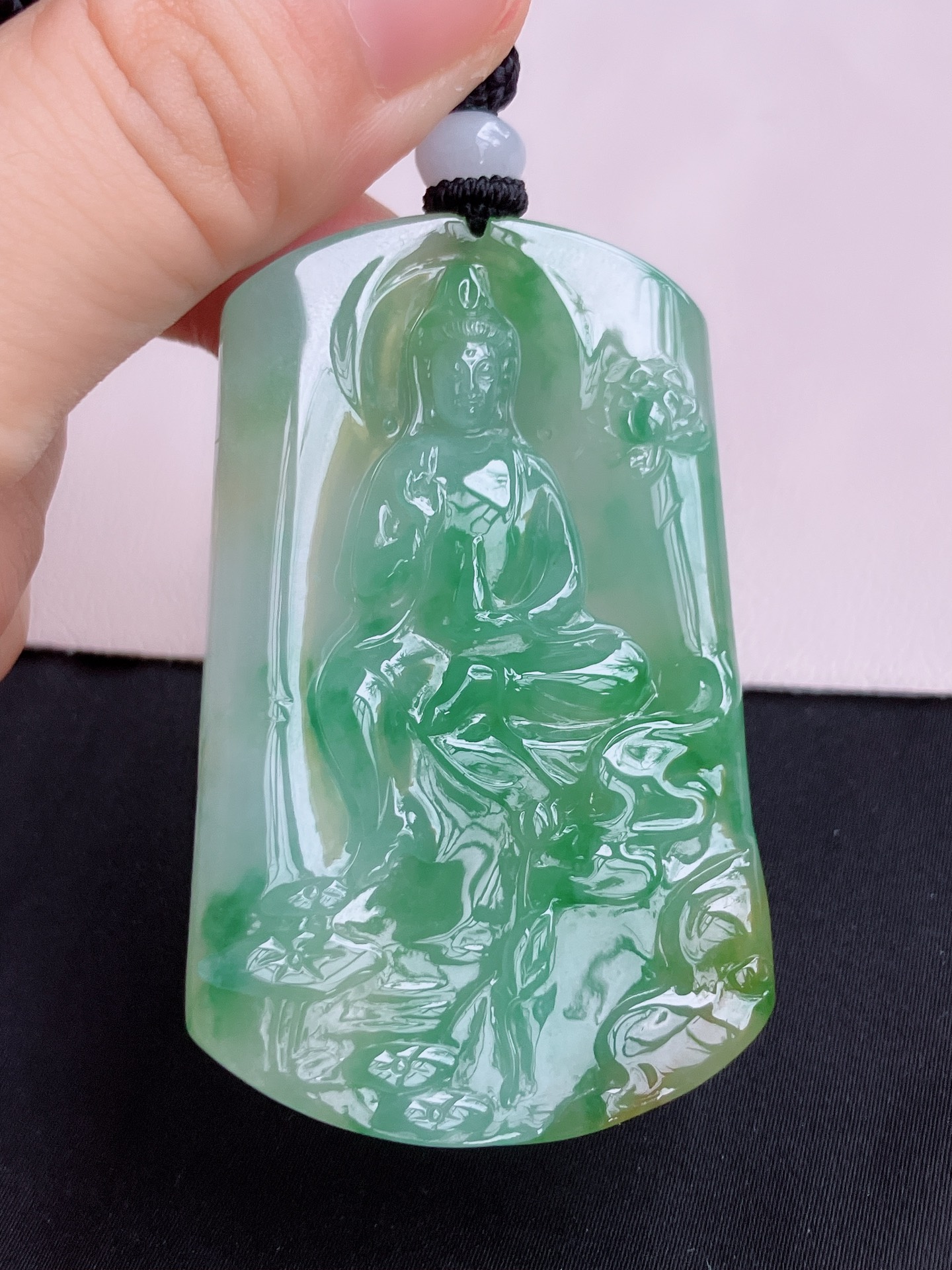 ️三彩观音，晶莹剔透，尺寸60.8/38.6/7/自然光实拍