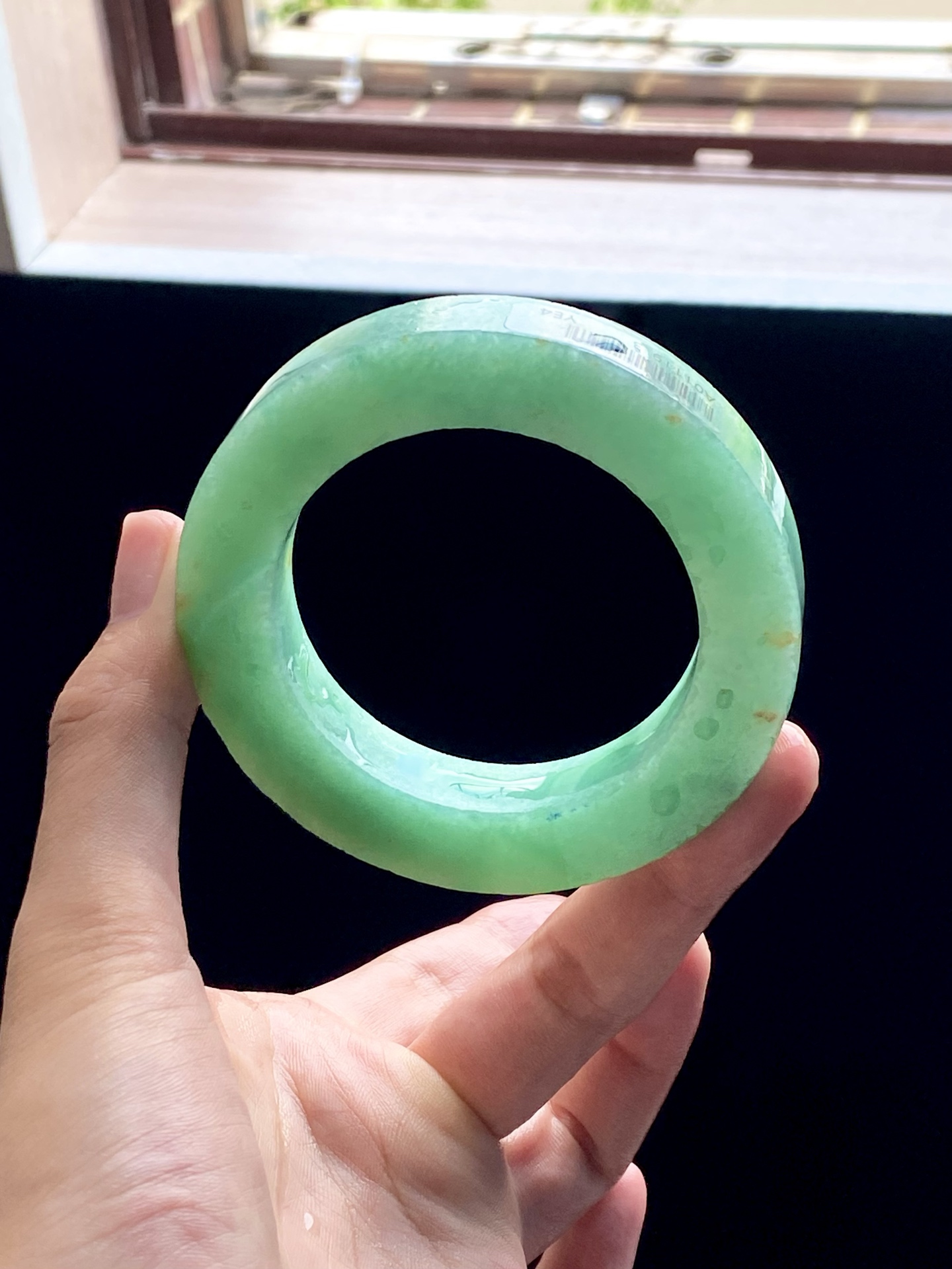 大圈口满绿洒金镯胚 A01119-3 ⭕️80.5-55-13-12.5 可做55～59圆条/55～64正圈