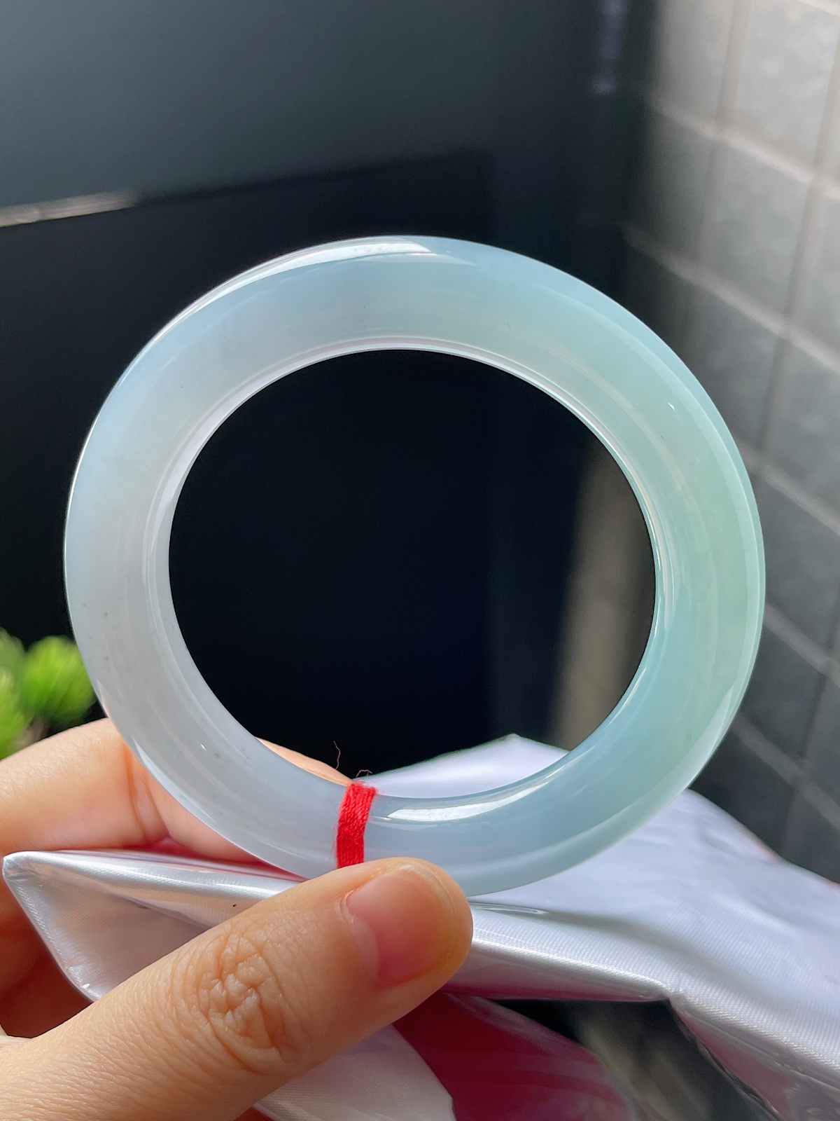 圆条55，冰糯蓝色翡翠手镯