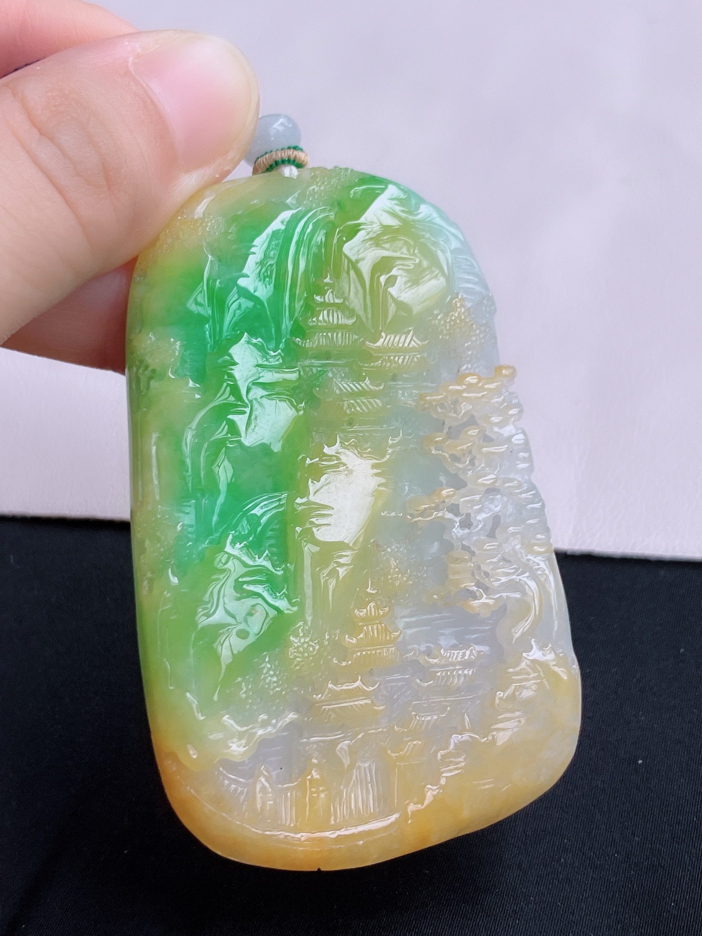 三彩大山水牌，意境美，尺寸73/44.8/9/自然光实拍