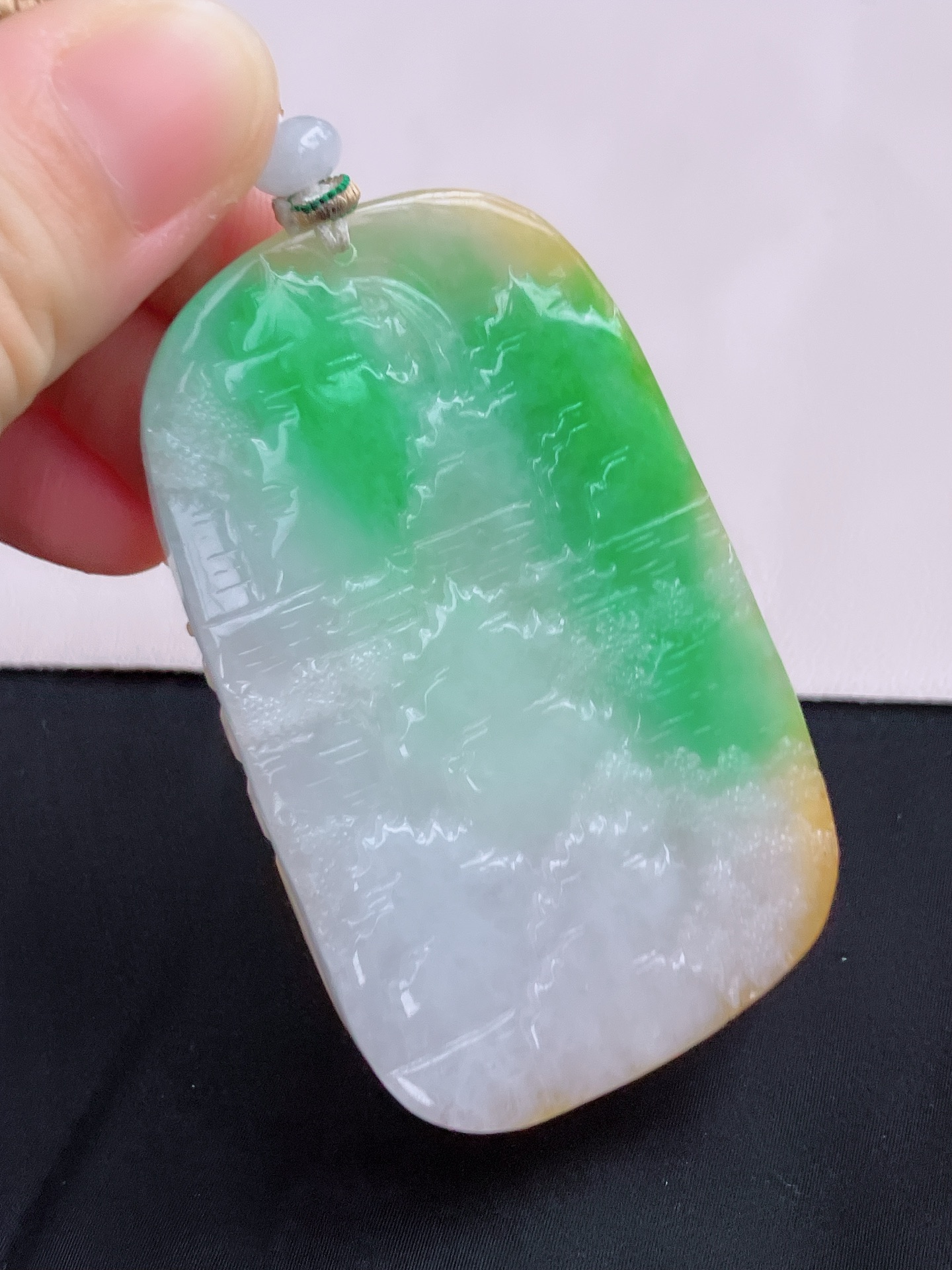 三彩大山水牌，意境美，尺寸73/44.8/9/自然光实拍
