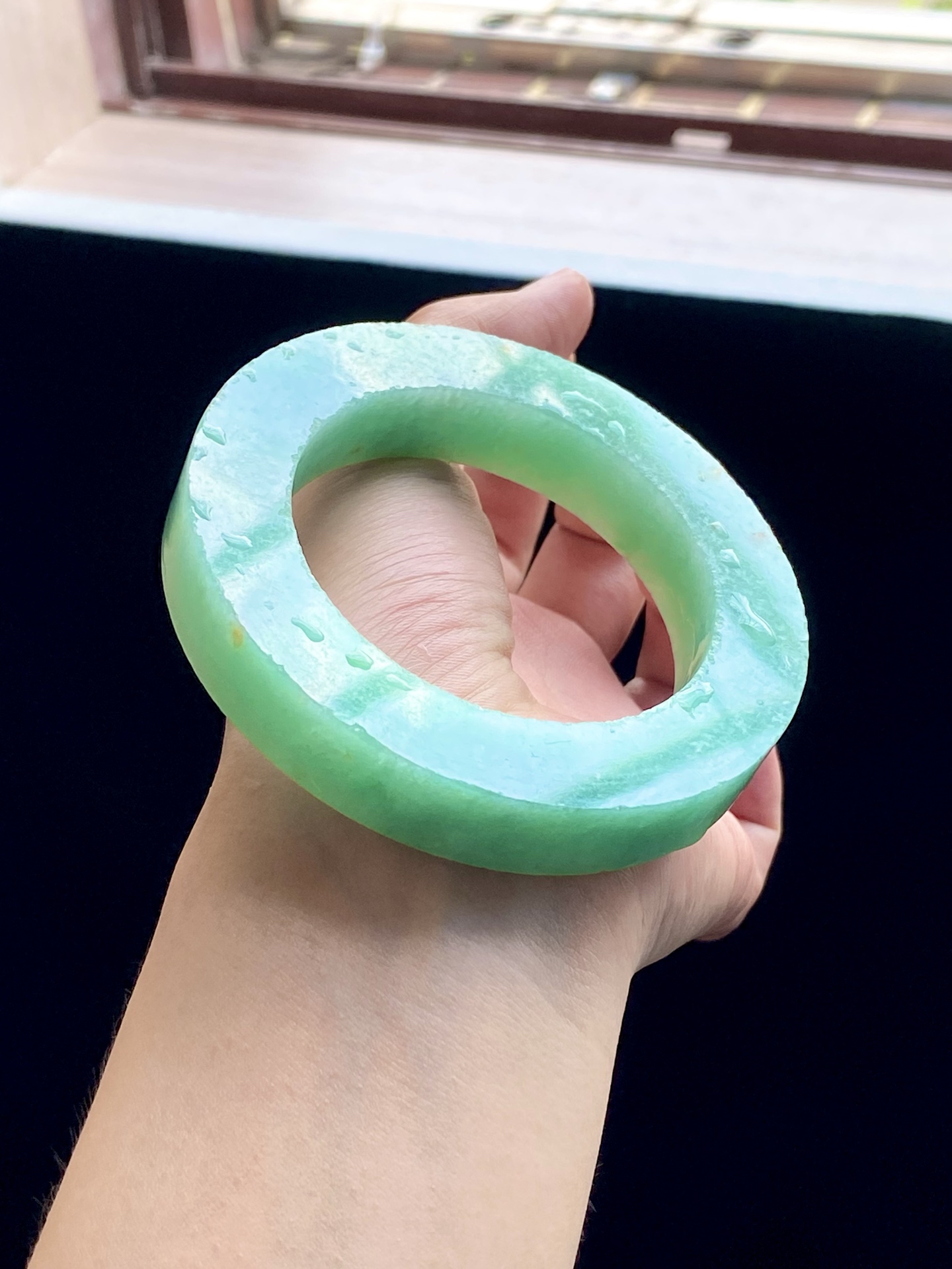 大圈口满绿洒金镯胚 A01119-3 ⭕️80.5-55-13-12.5 可做55～59圆条/55～64正圈