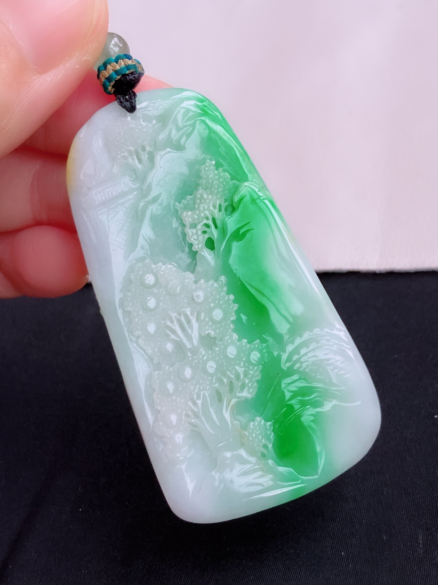 ️三彩山水牌，意境美，尺寸61.3/33.8/5.6/自然光实拍