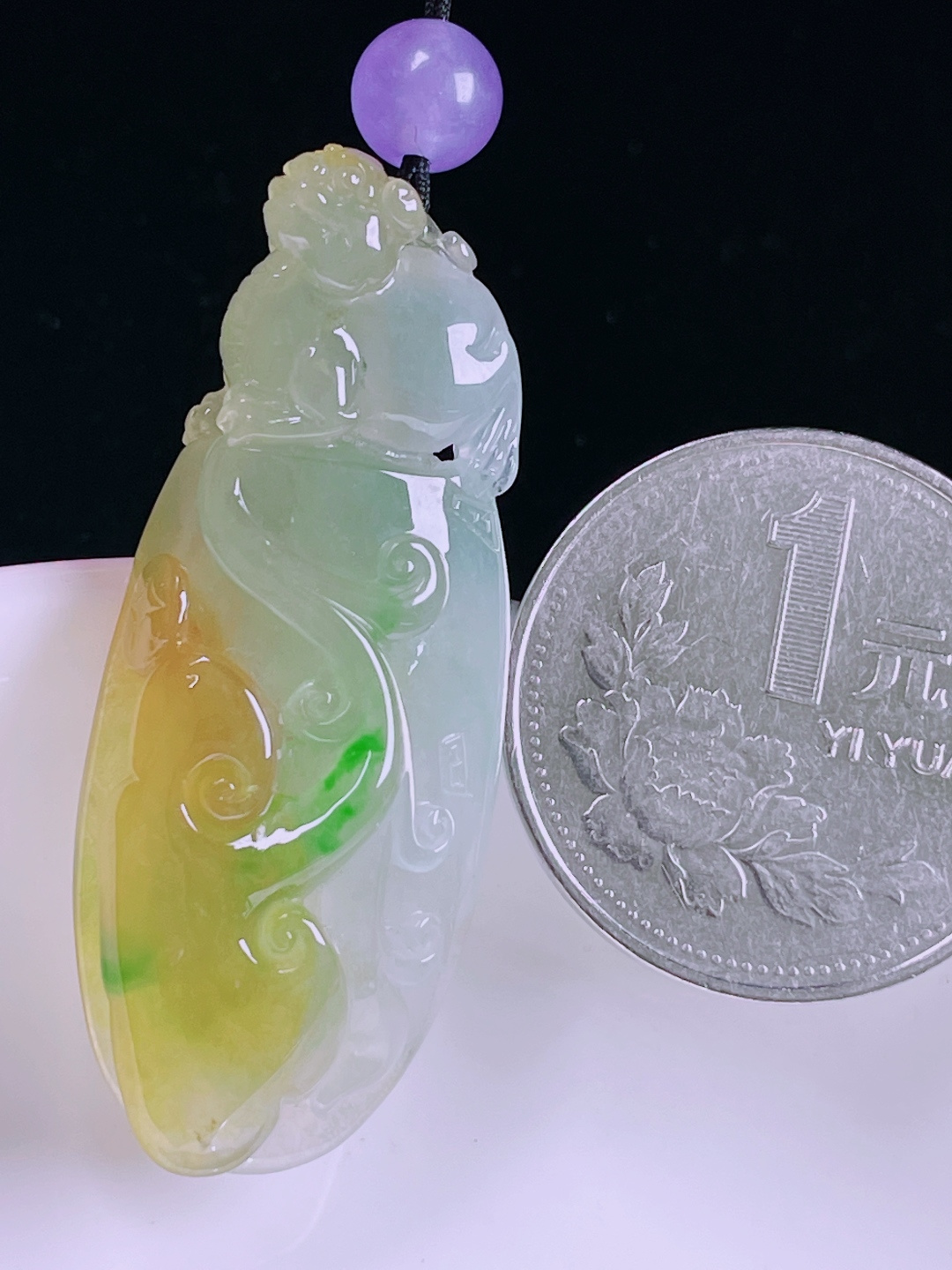 冰黄如意，老种起光，细底通透，尺寸：43.3/17.8/8mm0526