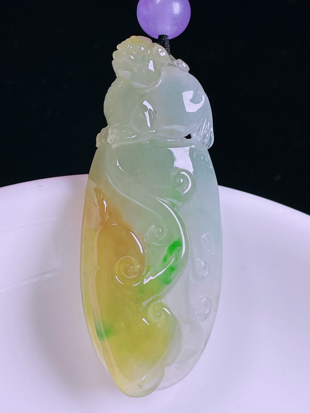 冰黄如意，老种起光，细底通透，尺寸：43.3/17.8/8mm0526