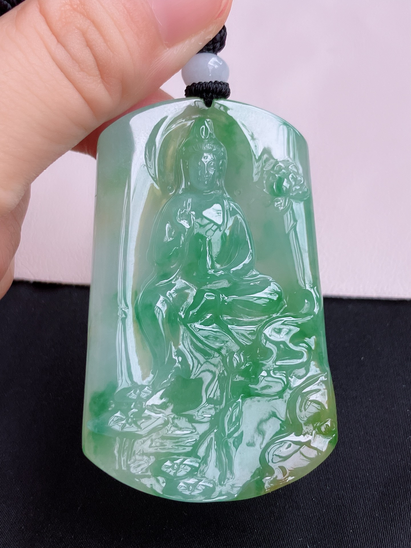 ️三彩观音，晶莹剔透，尺寸60.8/38.6/7/自然光实拍