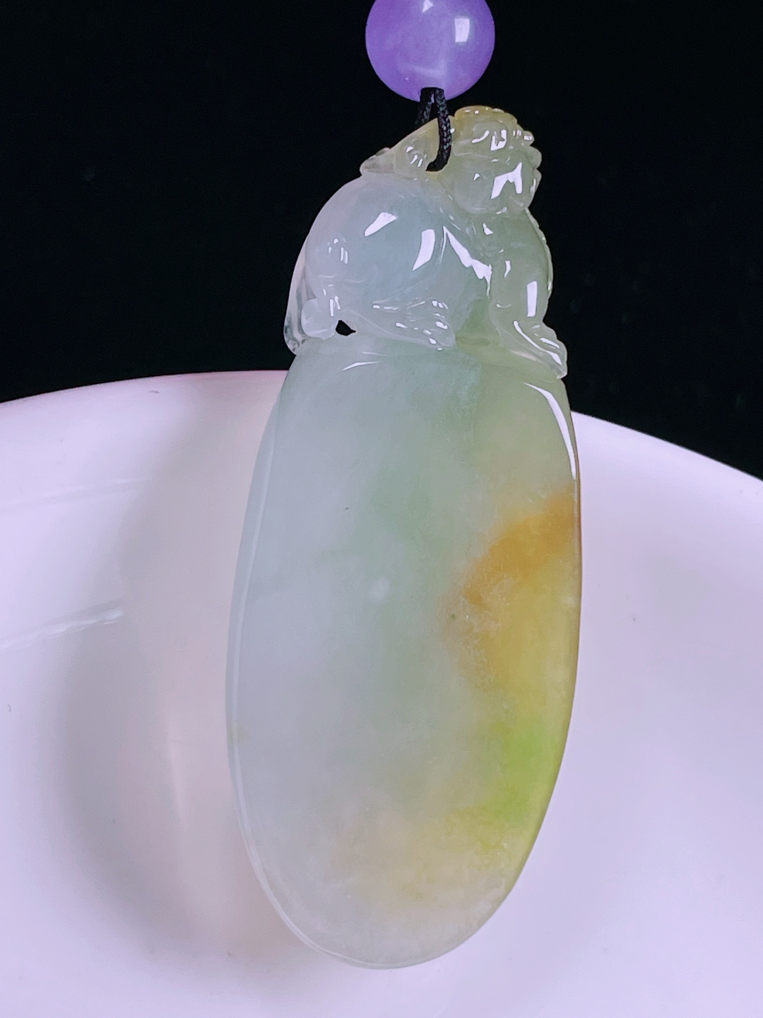 冰黄如意，老种起光，细底通透，尺寸：43.3/17.8/8mm0526