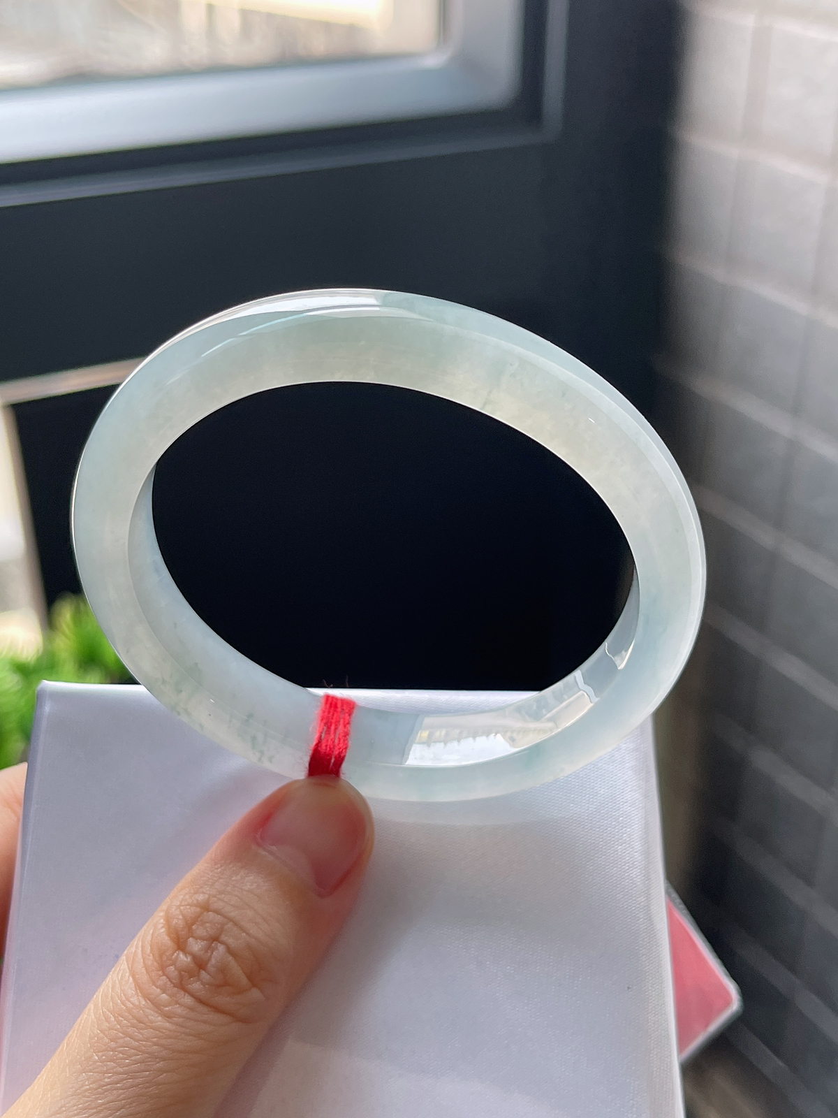 贵妃54.3，冰种淡蓝底飘花翡翠手镯