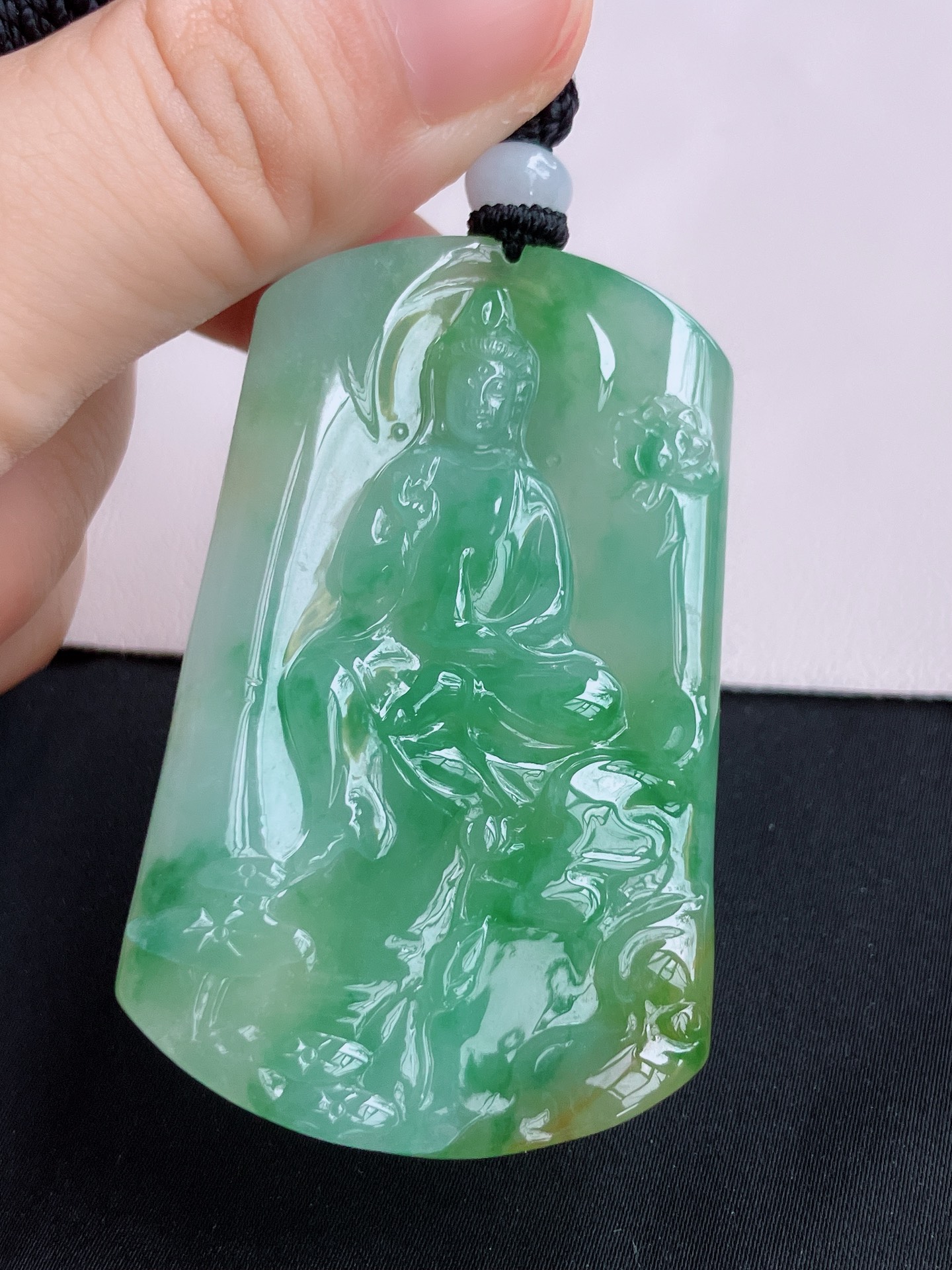 ️三彩观音，晶莹剔透，尺寸60.8/38.6/7/自然光实拍