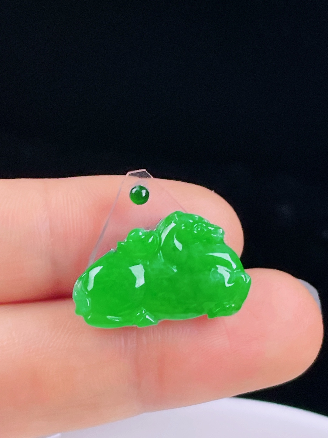 ️冰绿唐马，老种起光，细底通透，尺寸：14.3/23/3.6mm0526
