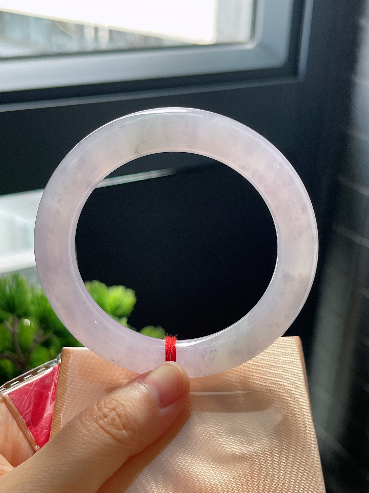 圆条56.7，冰糯淡紫圆镯翡翠手镯