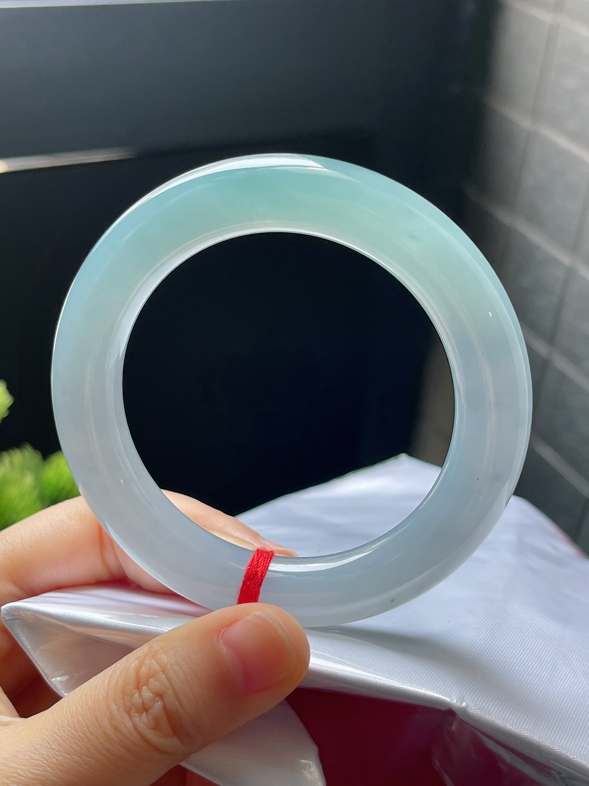 圆条55，冰糯蓝色翡翠手镯
