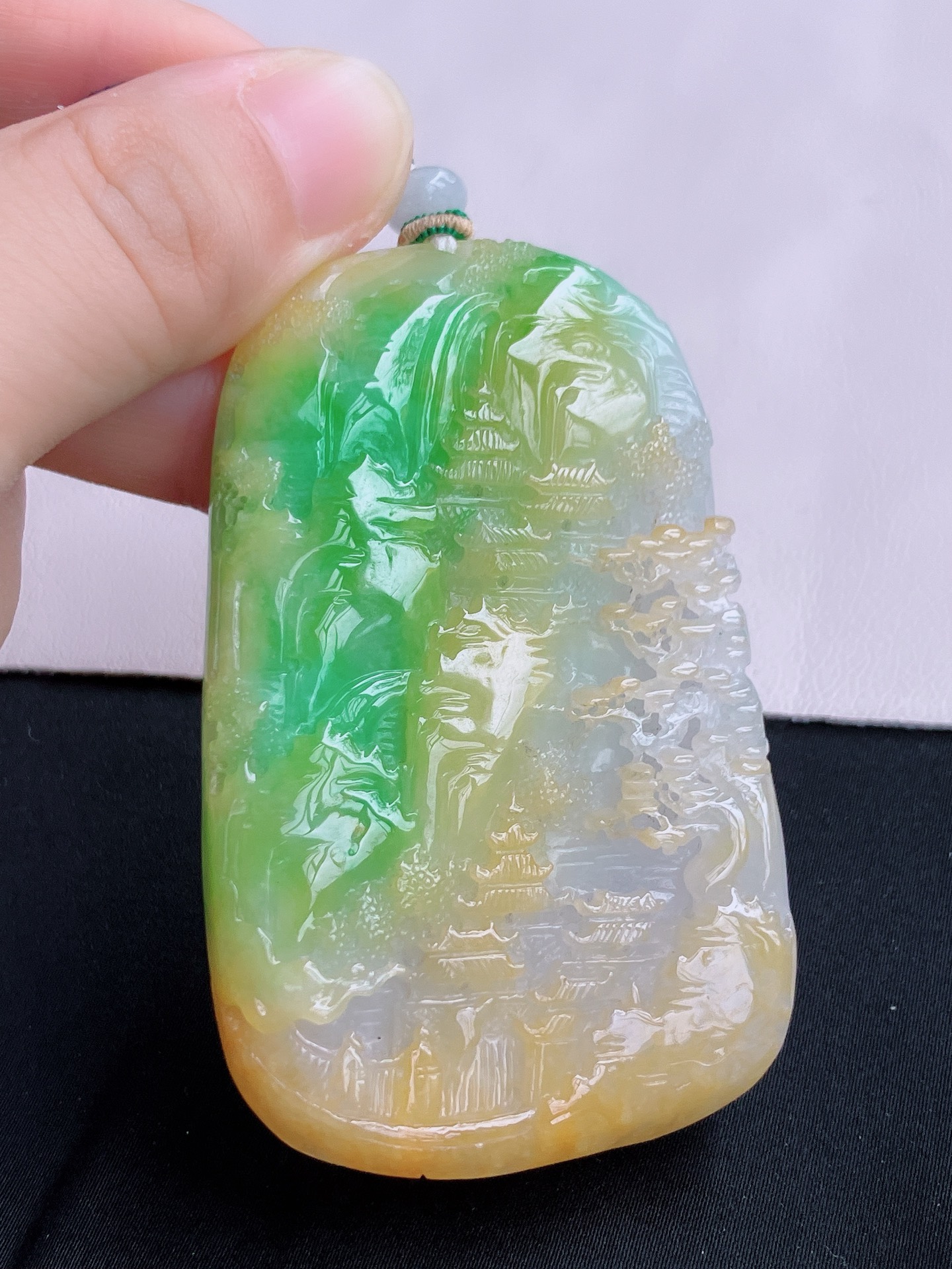 三彩大山水牌，意境美，尺寸73/44.8/9/自然光实拍