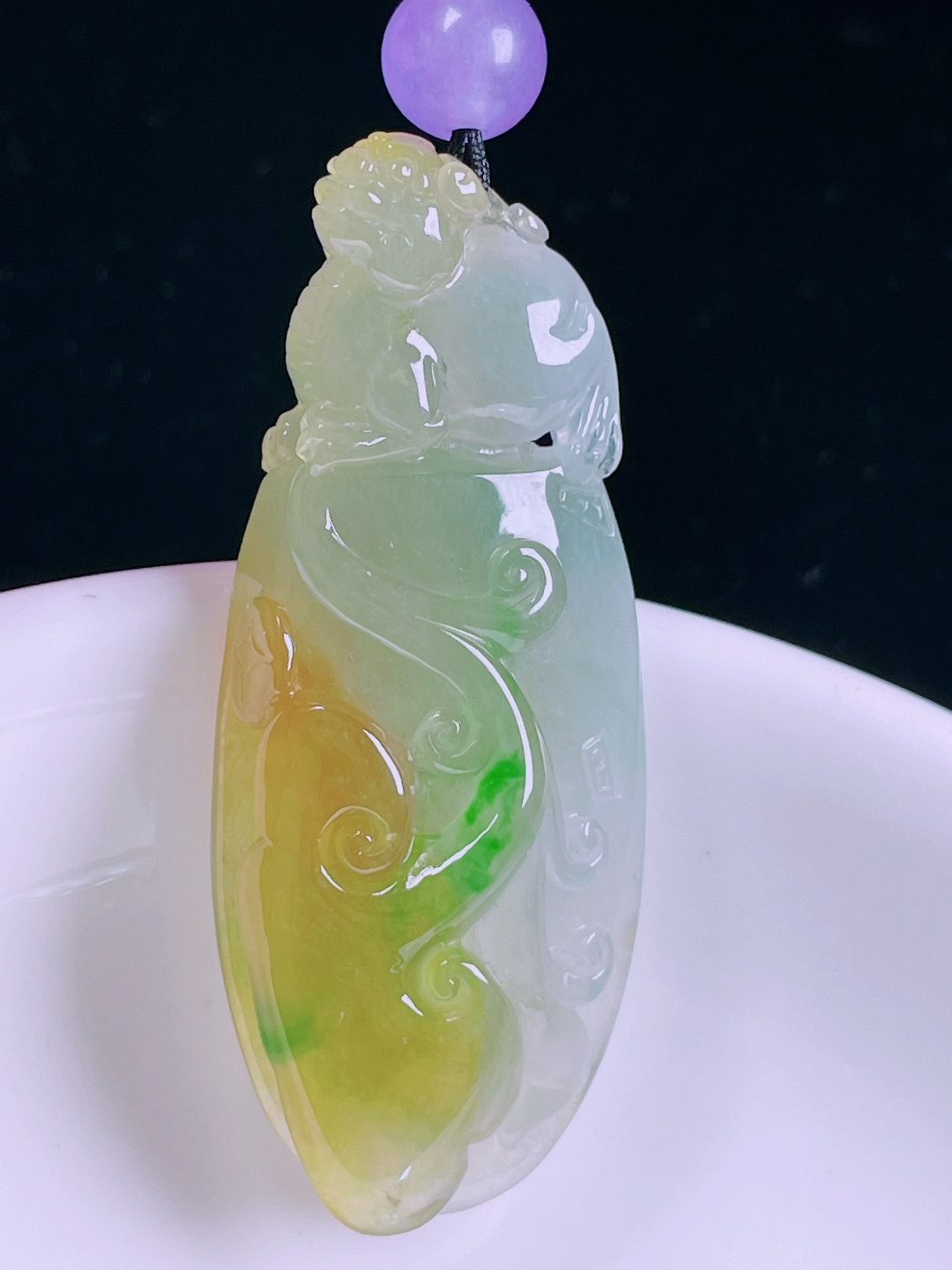 冰黄如意，老种起光，细底通透，尺寸：43.3/17.8/8mm0526