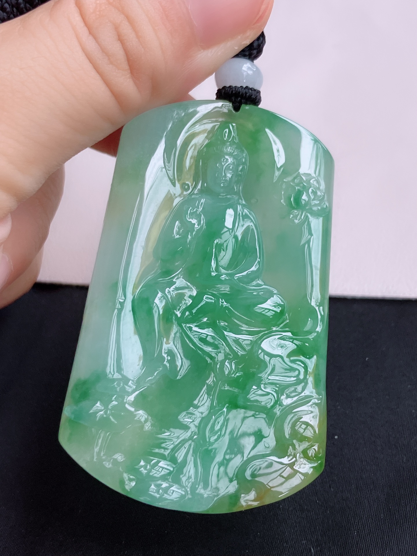 ️三彩观音，晶莹剔透，尺寸60.8/38.6/7/自然光实拍