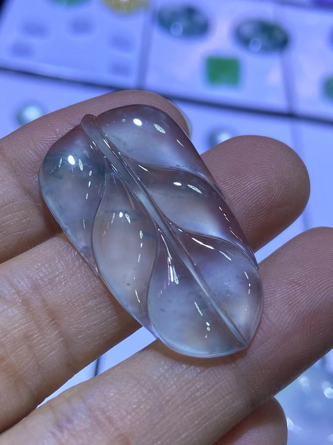 老坑雪花棉叶子，完整冰透，起光