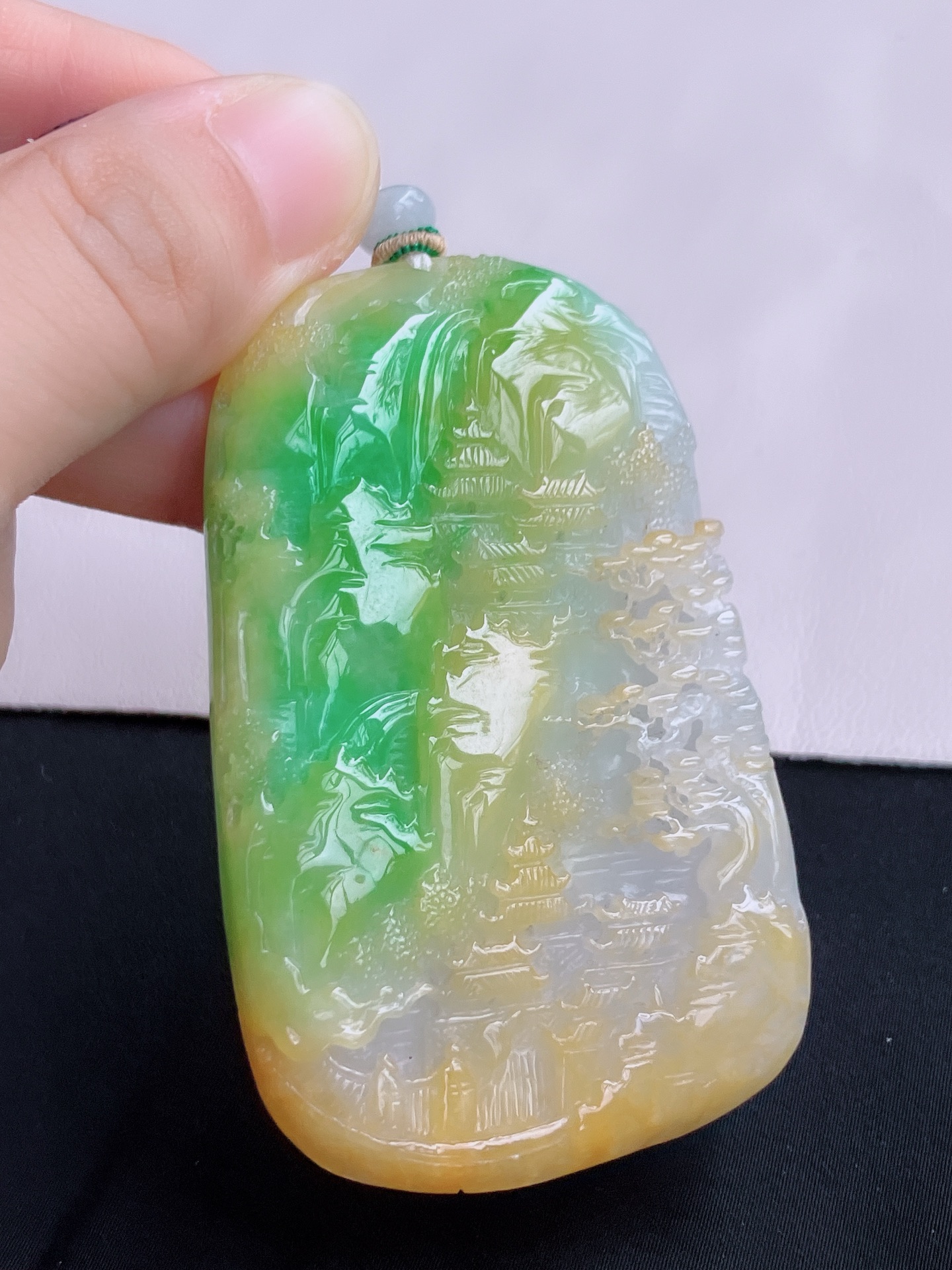 三彩大山水牌，意境美，尺寸73/44.8/9/自然光实拍