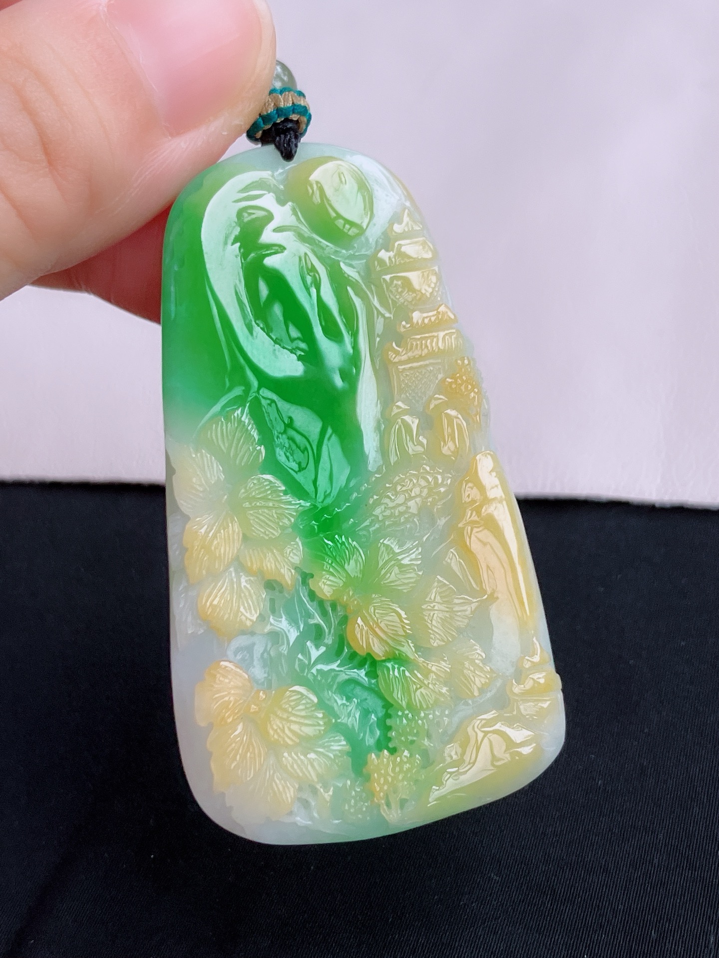 ️三彩山水牌，意境美，尺寸61.3/33.8/5.6/自然光实拍