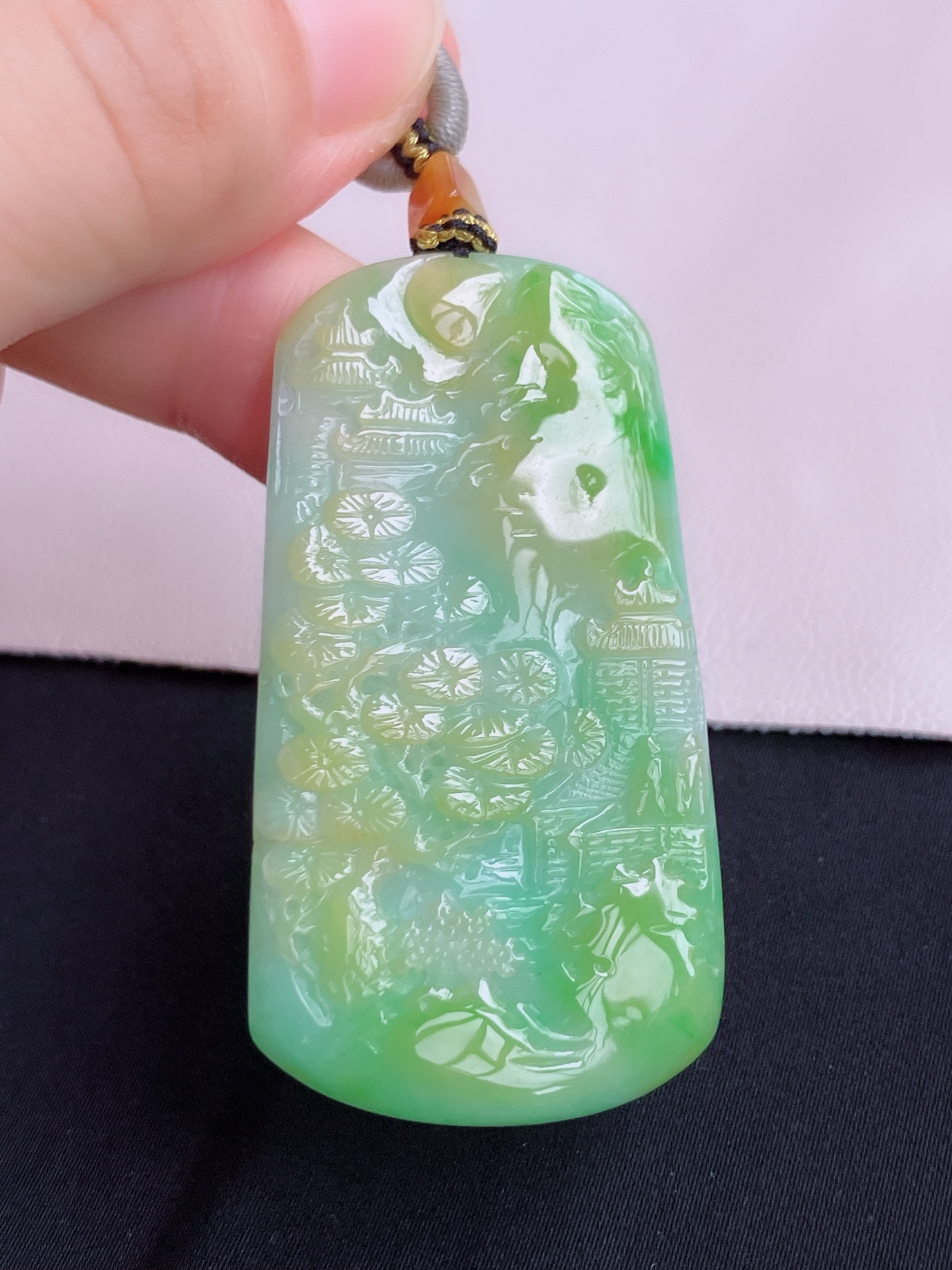 三彩山水牌，意境美，尺寸54.3/29.3/5.2/自然光实拍