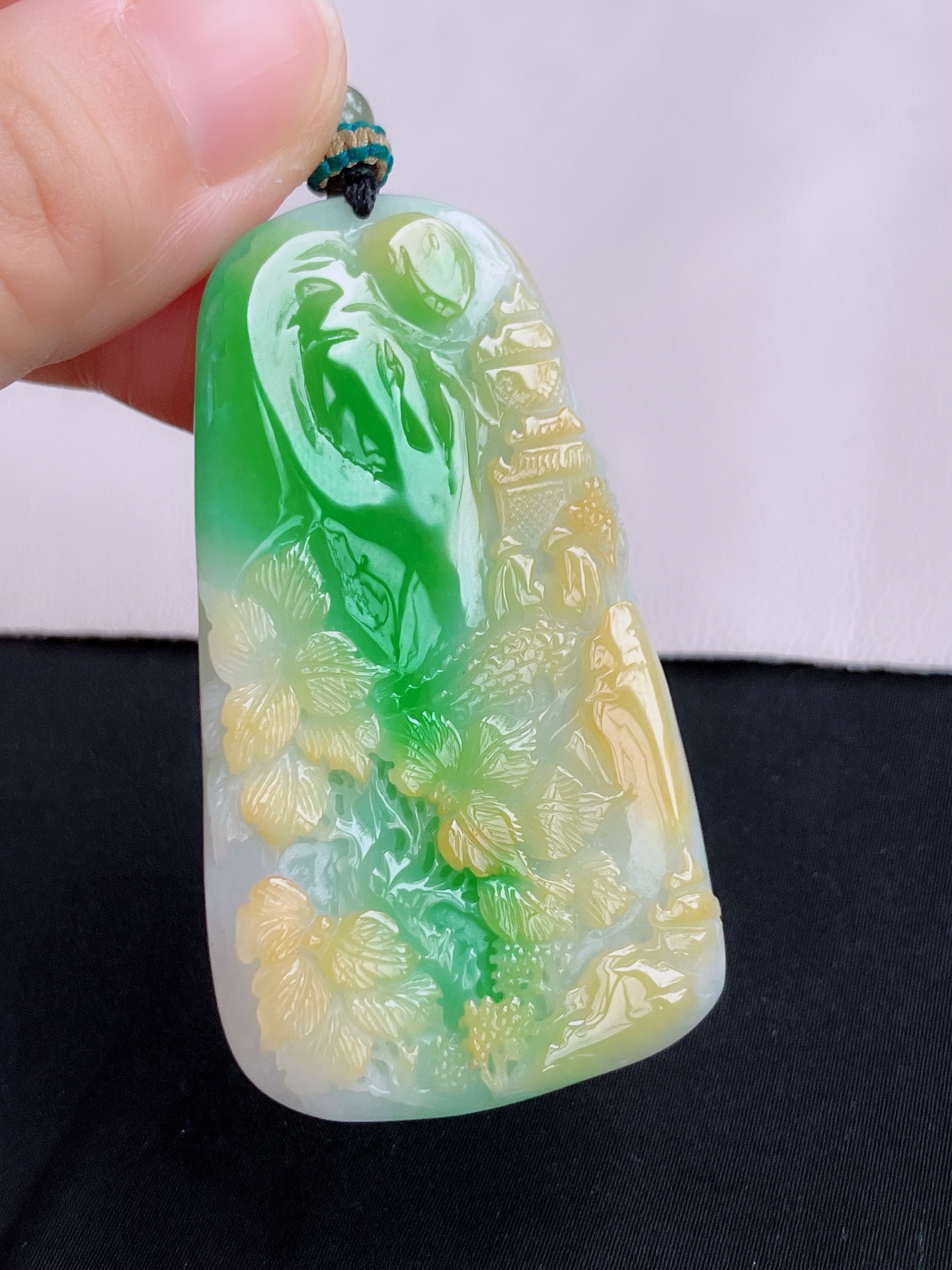 ️三彩山水牌，意境美，尺寸61.3/33.8/5.6/自然光实拍