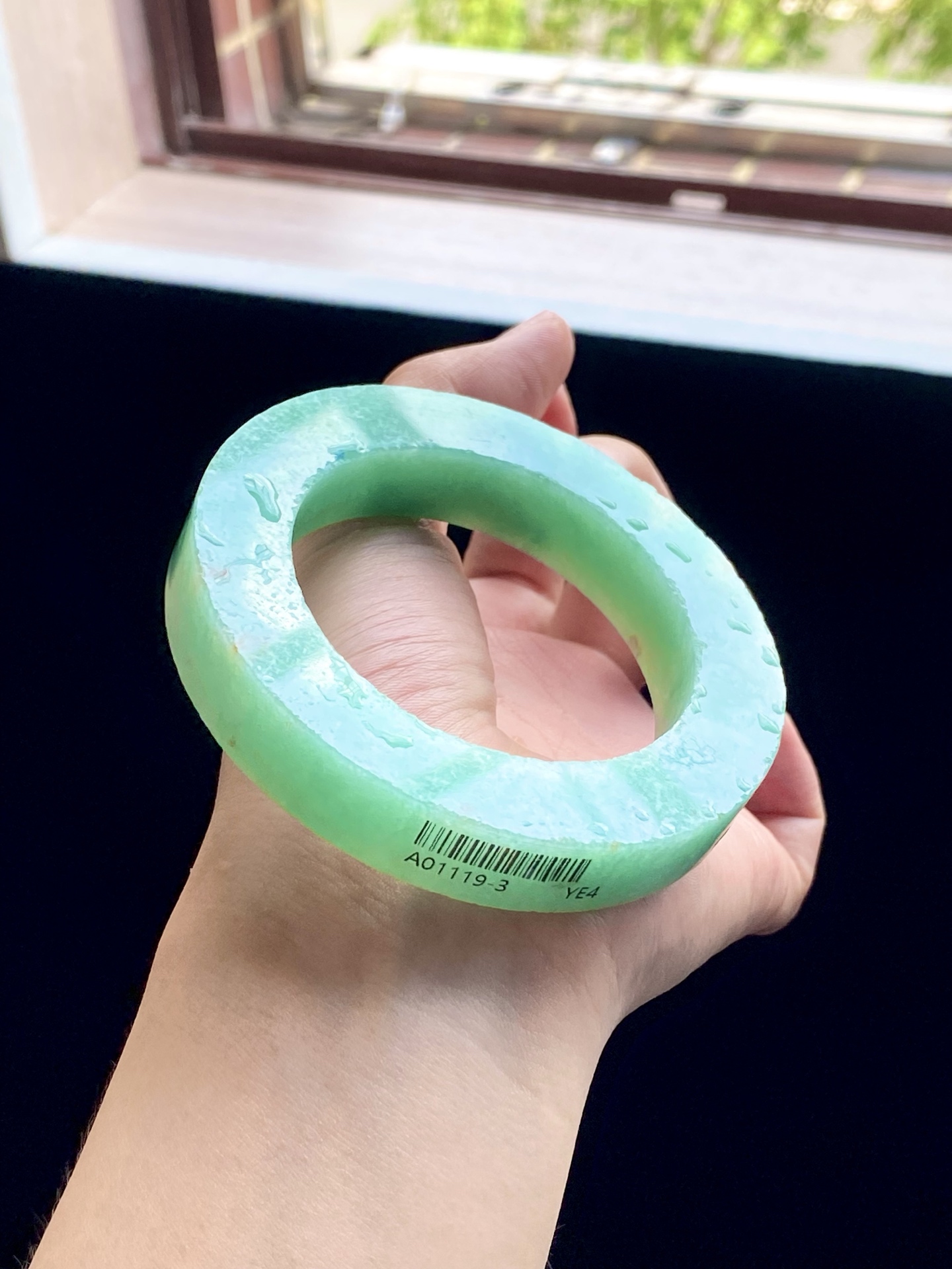 大圈口满绿洒金镯胚 A01119-3 ⭕️80.5-55-13-12.5 可做55～59圆条/55～64正圈