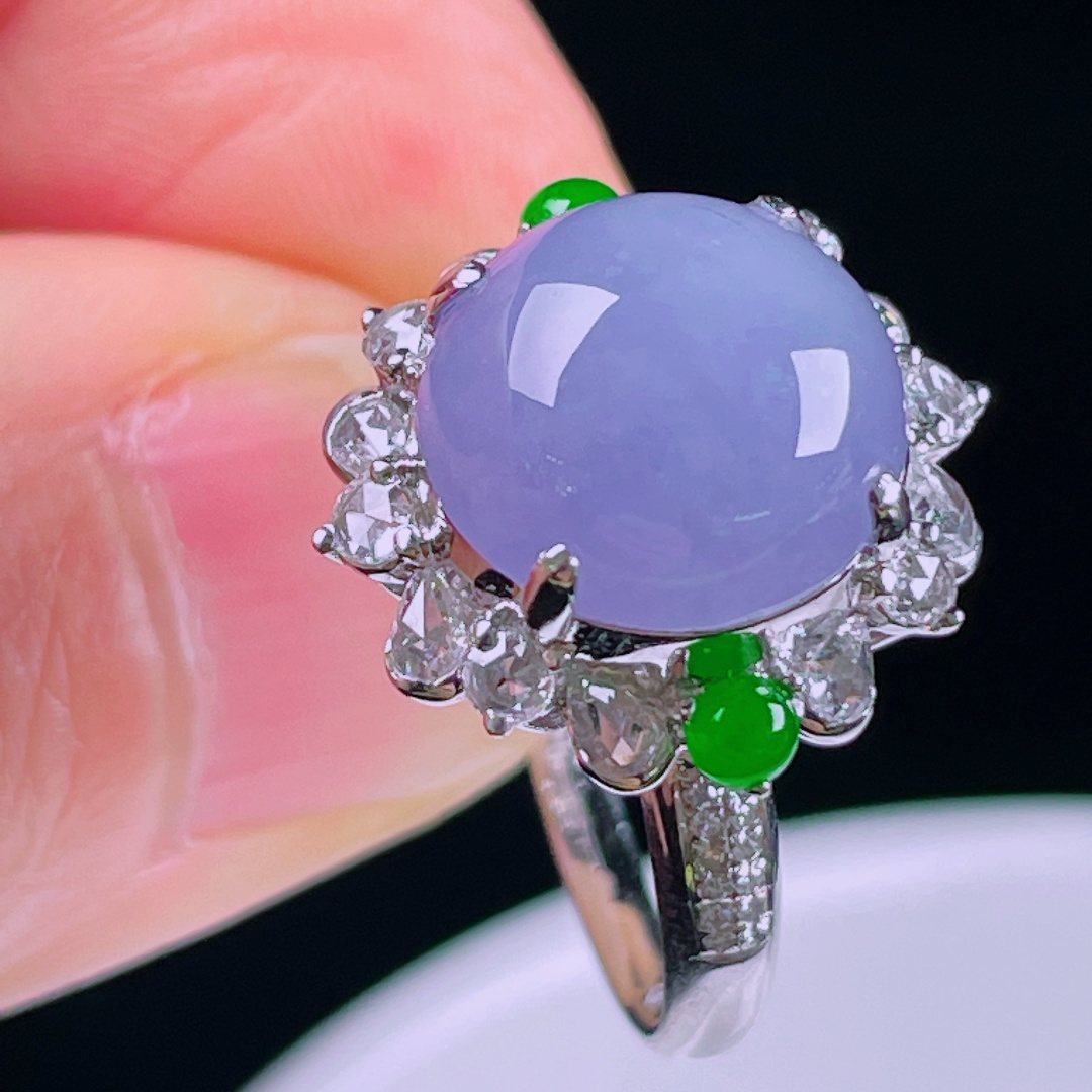 ️戒指，老种起光，细底通透，尺寸：裸石12/12/8mm0527