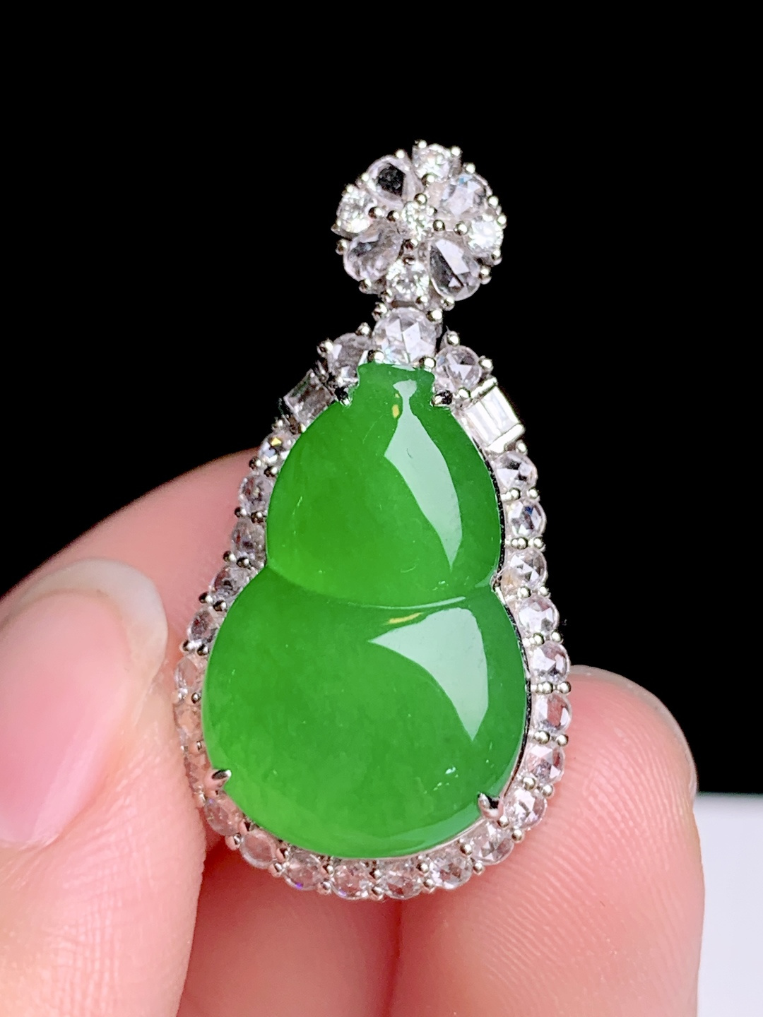 ️冰阳绿葫芦18k金钻镶嵌，31-16.5-11.6