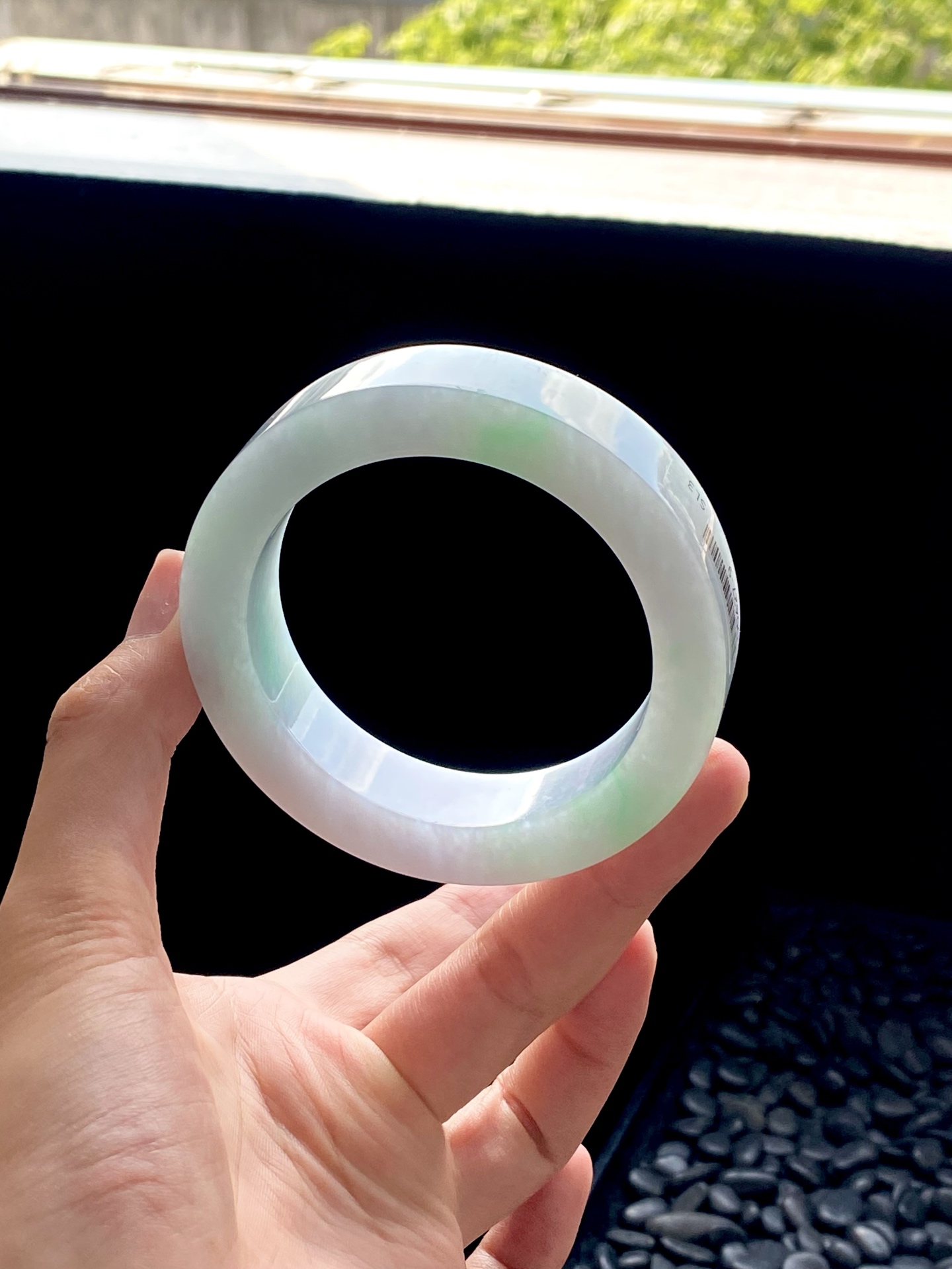 大圈口白底青宽版镯胚 D0427-9 ⭕️77.3-57.5-15.4-10.2 可做58～61正圈