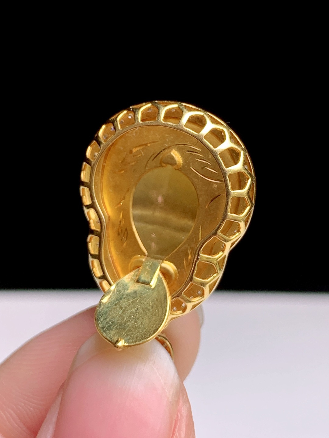 冰黄翡葫芦 18k金钻镶嵌，29-18-8