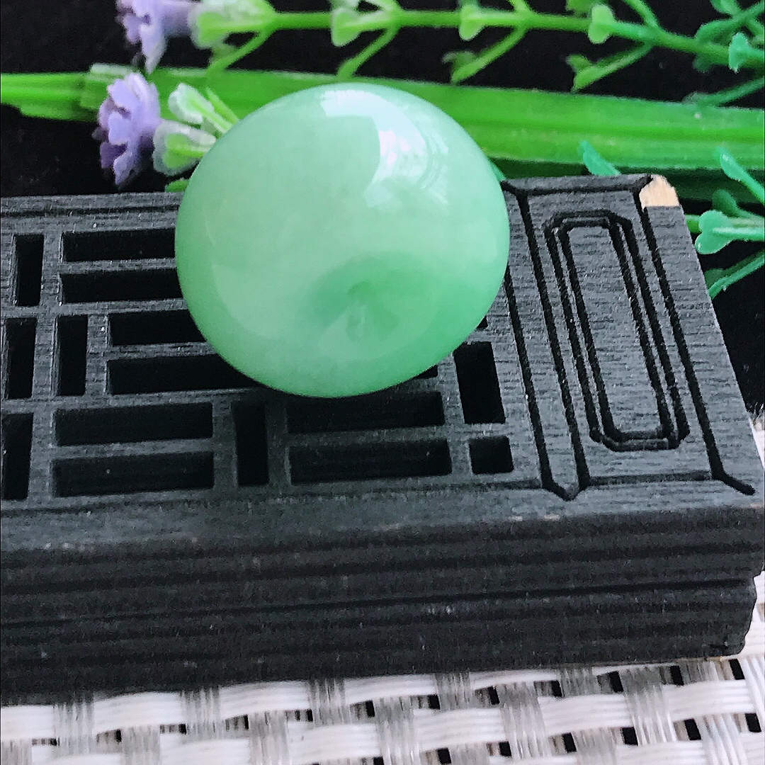 实拍A货翡翠21/12.5老坑精美满绿苹果绿算盘珠转运珠吊坠翡翠玉路路通挂件