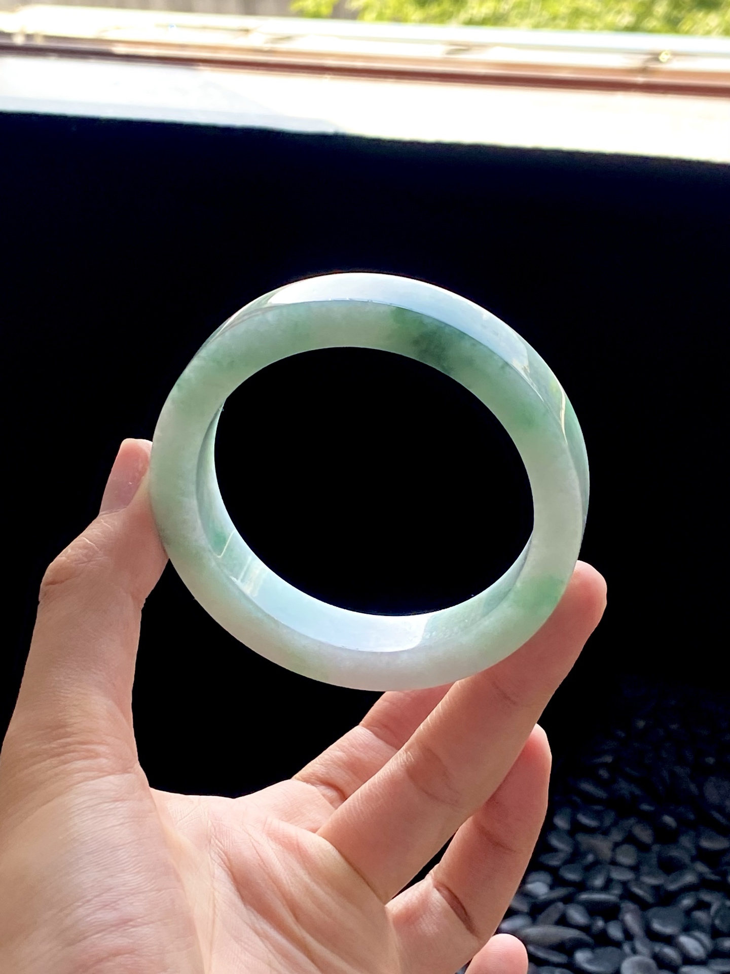 大圈口绿飘花镯胚 B0522-9 ⭕️75.6-59-12.6-8.7 可做59～60正圈