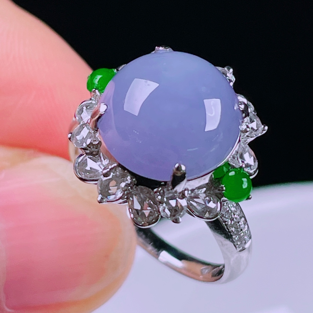 ️戒指，老种起光，细底通透，尺寸：裸石12/12/8mm0527