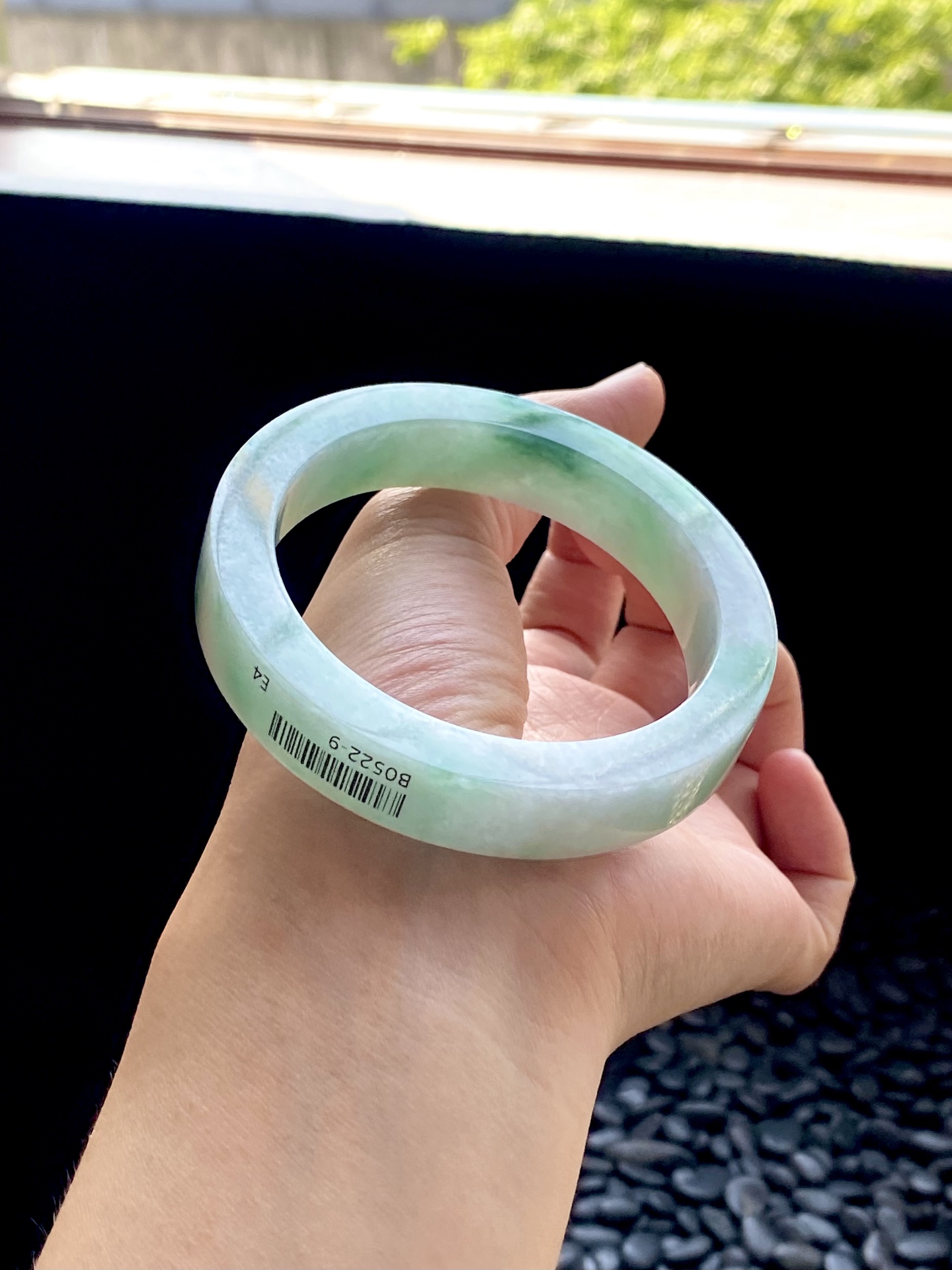 大圈口绿飘花镯胚 B0522-9 ⭕️75.6-59-12.6-8.7 可做59～60正圈