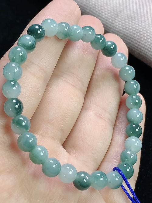 飘花玉珠手串，尺寸6.3mm，w28zg9