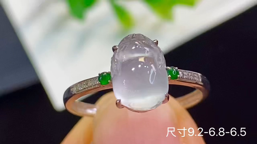 18k金+钻玻璃种貔貅戒指，无裂，9.2-6.8-6.5