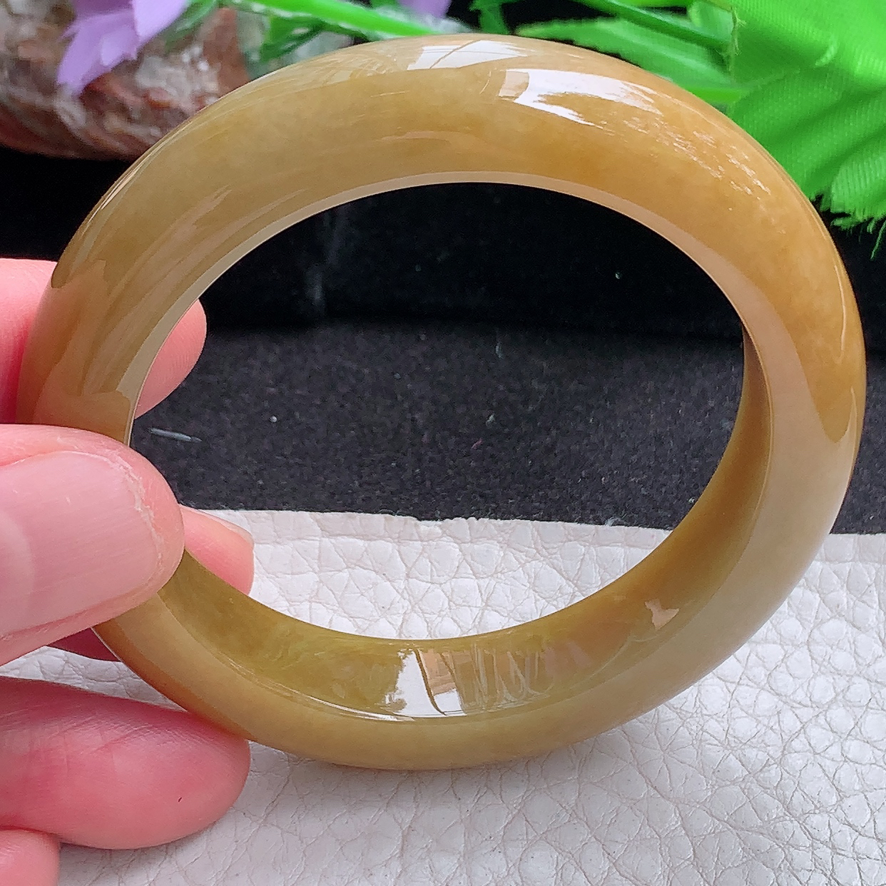 ay小圈口51.5*11.8*9平安镯 缅甸翡翠a货玉手镯黄翡水润正圈玉手环