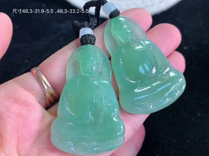 冰晴观音一件 老坑冰透 种老水足 水润光泽 性比高 无裂 尺寸看图 48.3-31.9-5.5