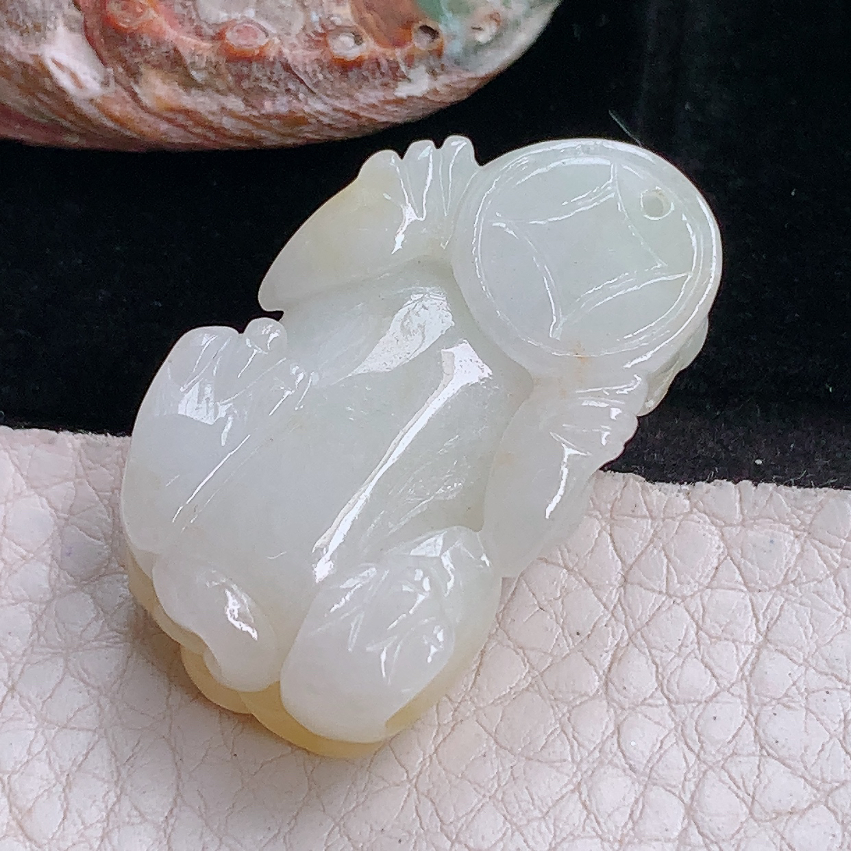 zen实拍35*21*12.6天然缅甸翡翠胶感饱满双彩招财貔貅 玉皮休玉吊坠