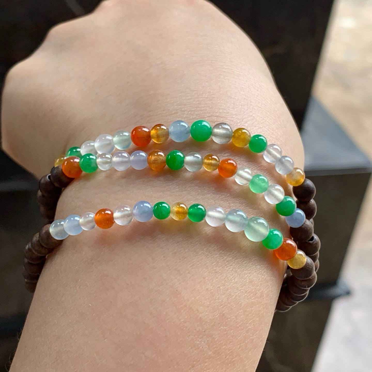 多彩珠链^_^鲜艳 冰透 种水好
