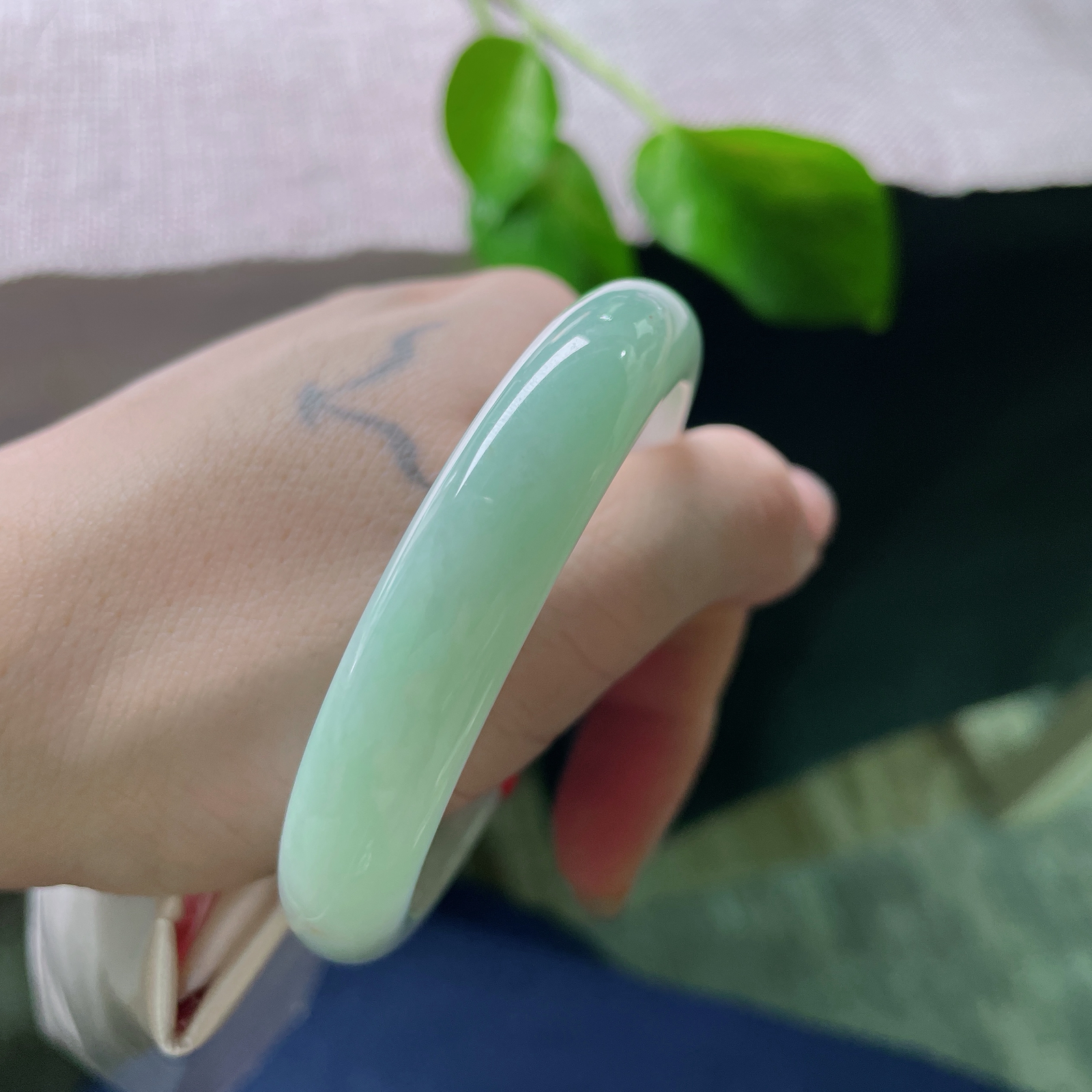 55/11.1/7.3，淡绿底正圈，水润细腻，种老，颜色渐变，温柔显气质，洒金，ss52254a