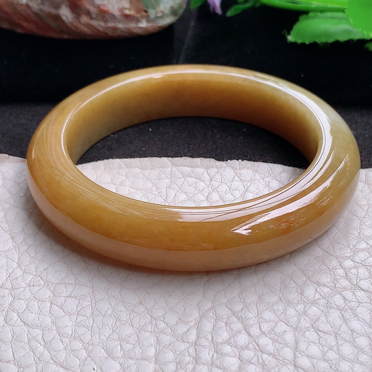 ay小圈口51.5*11.8*9平安镯 缅甸翡翠a货玉手镯黄翡水润正圈玉手环