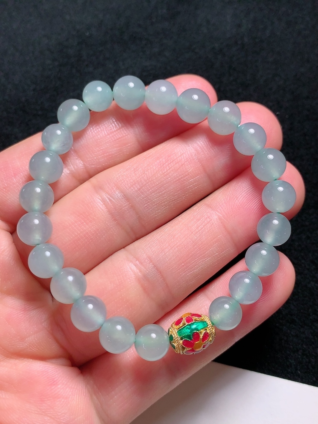 ️冰种手串，种老水头好，又冰又润，饱满大气，尺寸：7.5mm22粒